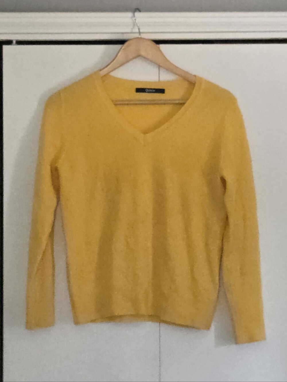 Quince Mustard Yellow V-Neck Sweater